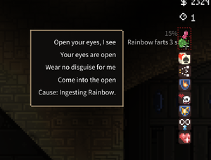 The in-game tooltip from ingesting rainbow